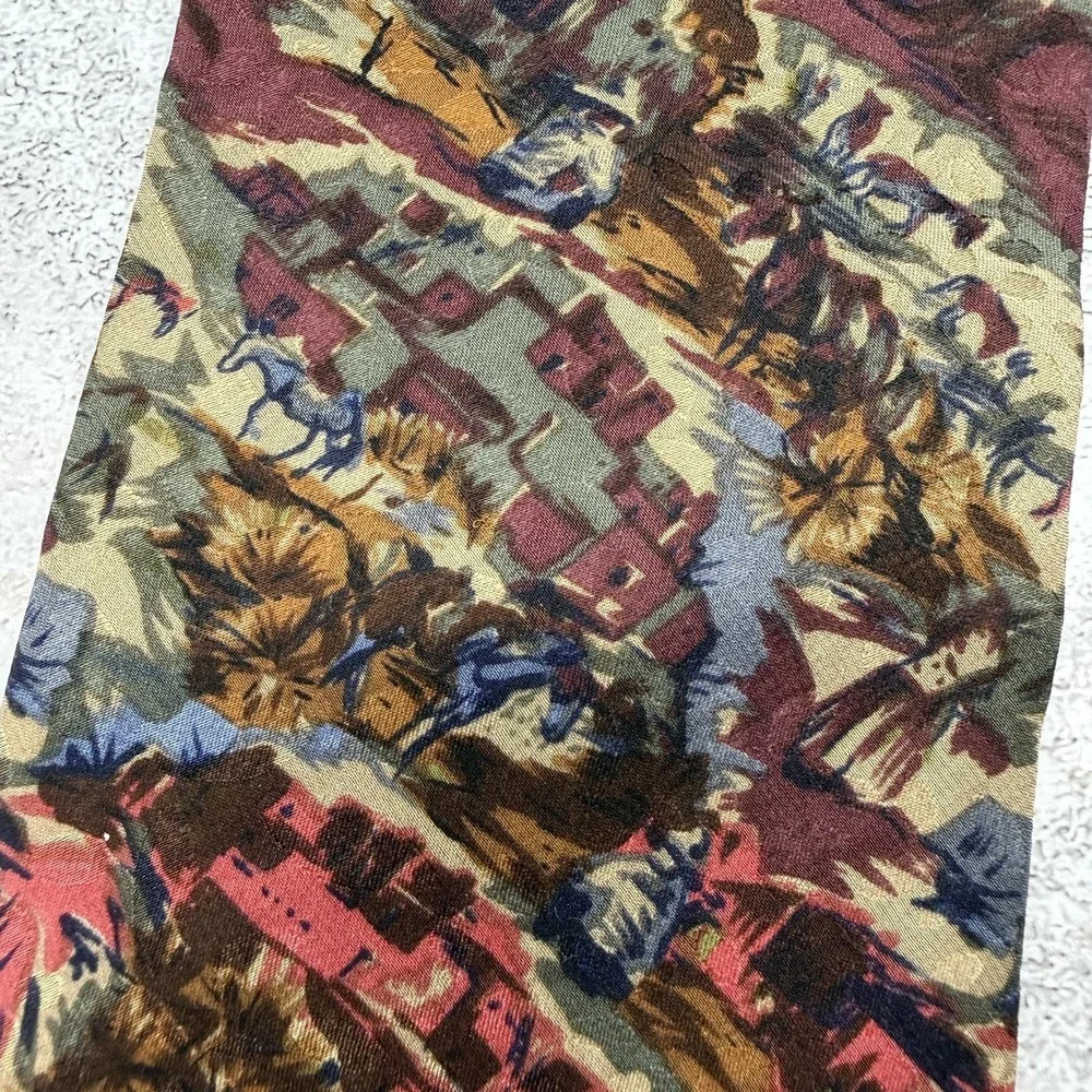 Christian‎ Dior 100% Silk Tie Mens One Size Brown Jacquard Necktie Western Art
